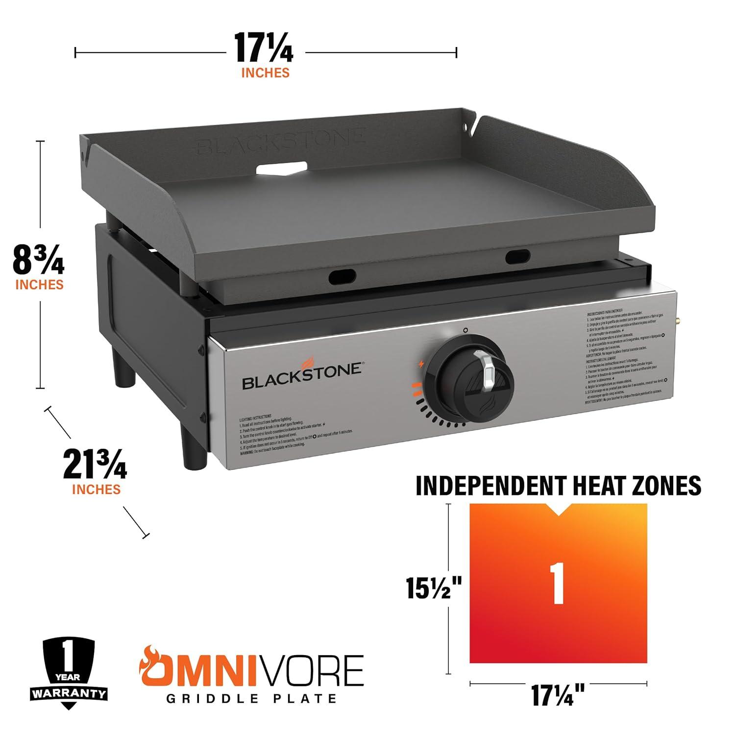 Original 17” Tabletop Griddle with Stainless Steel Front Plate, Powder Coated Steel, Black
