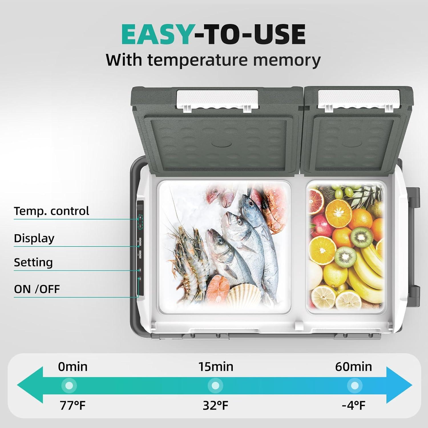 Alpicool 61 Quart Dual Zone Portable Car Refrigerator with Wheels