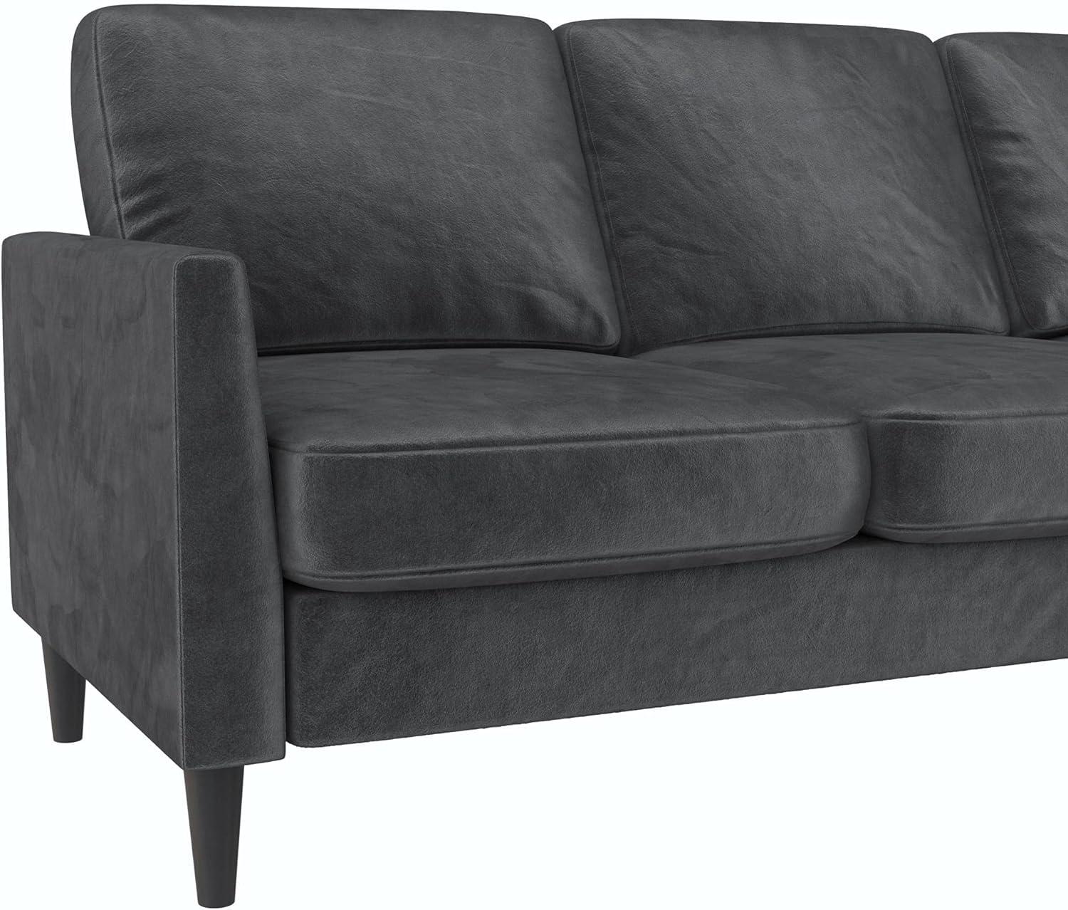 Winston Dark Gray Velvet Reversible Sectional Sofa with Ottoman