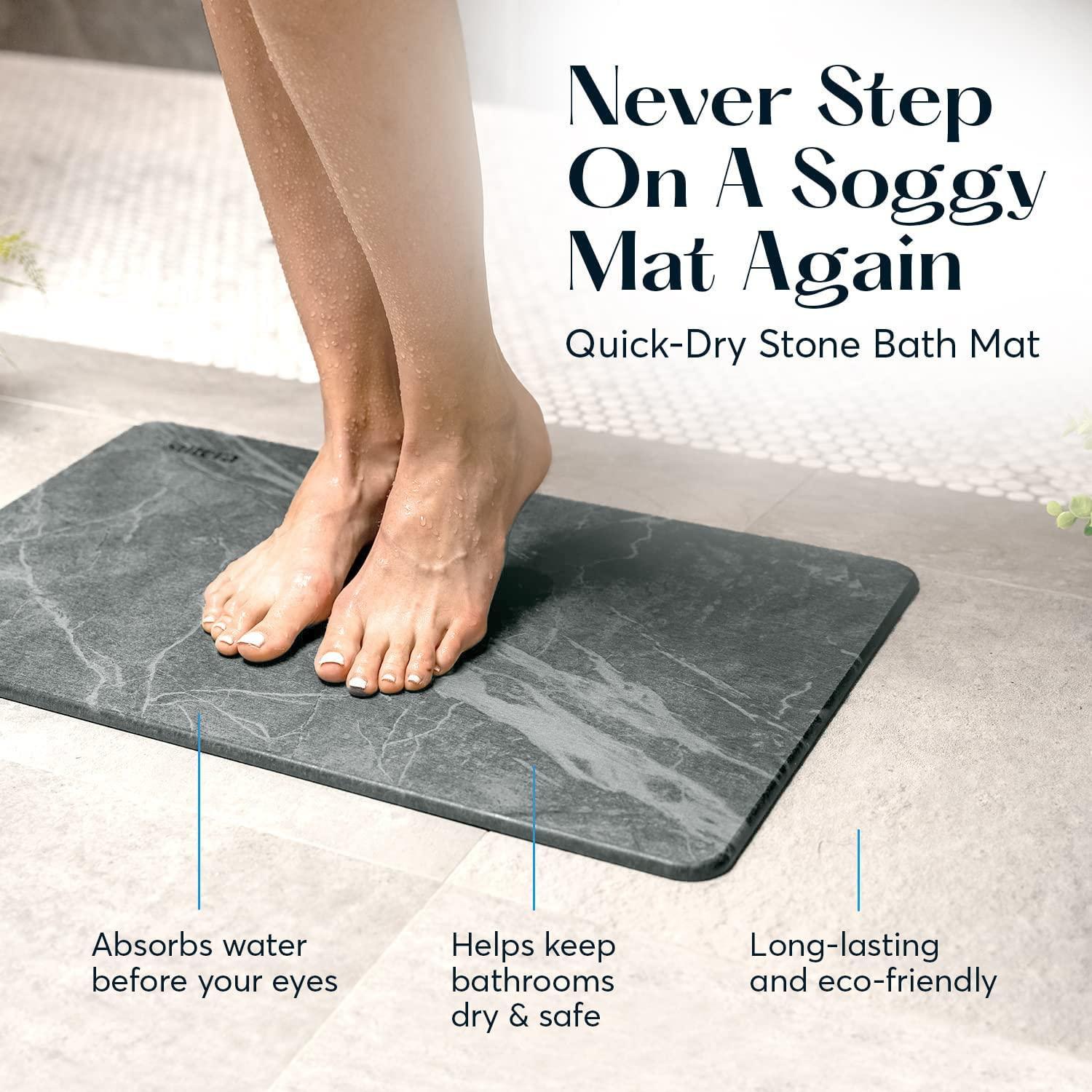 Slate Gray Diatomaceous Earth Non-Slip Bath Mat