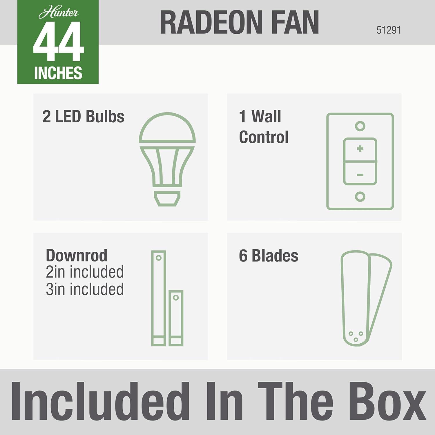 Radeon 44" Matte Black Smart Ceiling Fan with LED Light and Remote