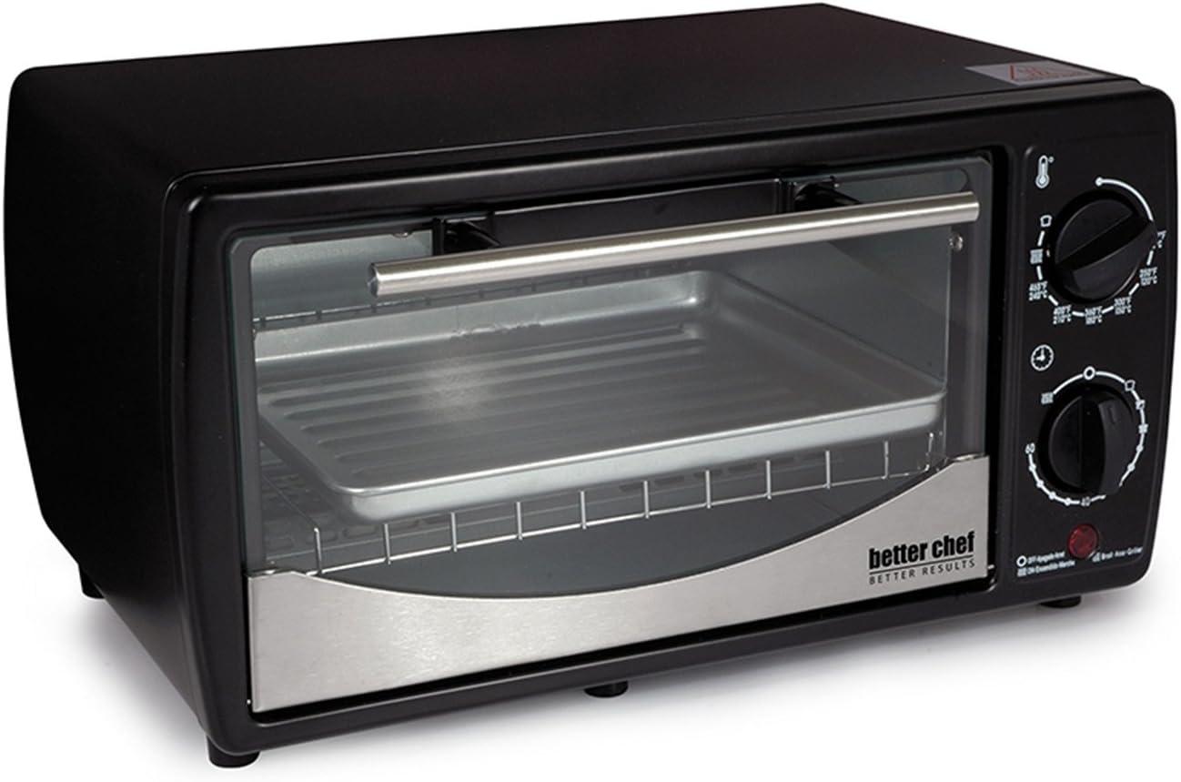 Better Chef 9 Liter Toaster Oven Broiler in Black With Stainless Stell Front