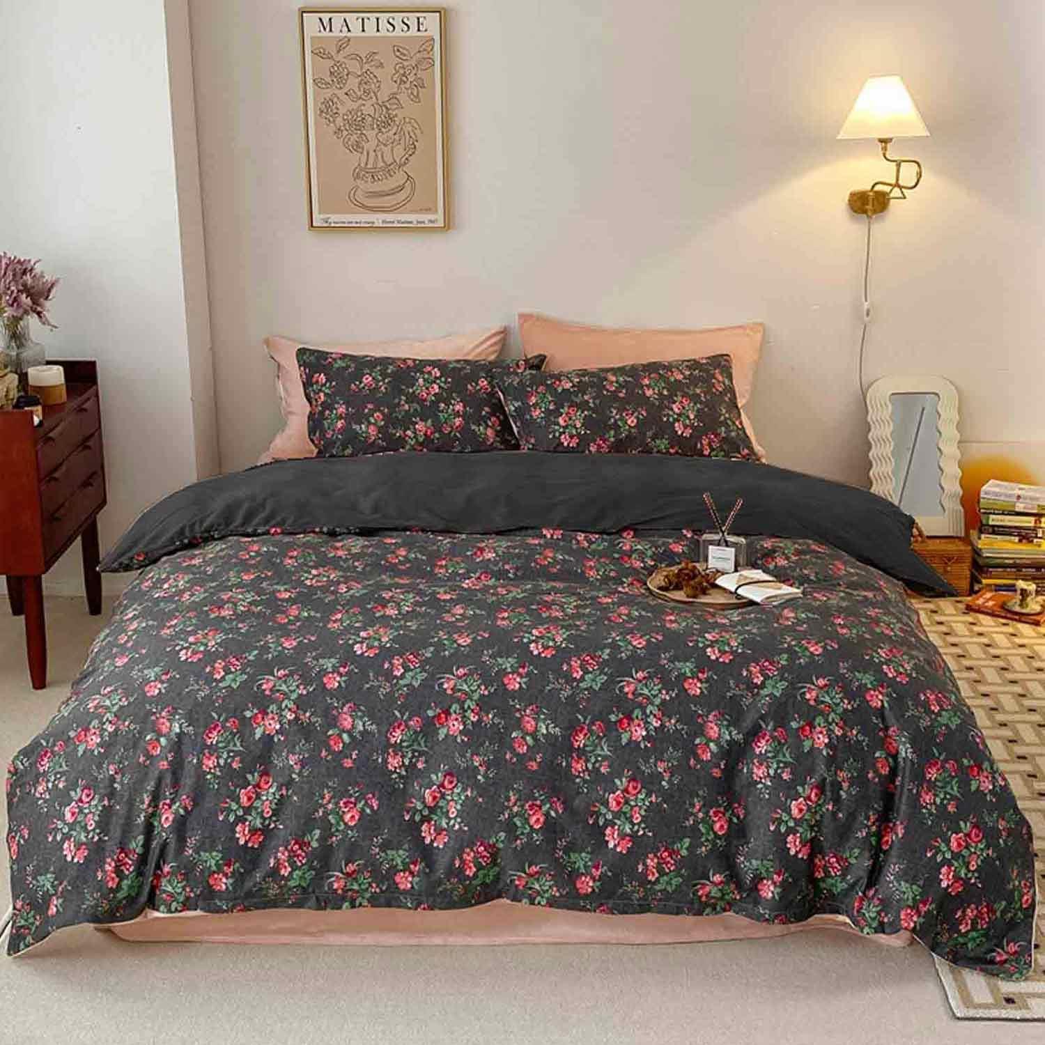 Nanko Bedding Duvet Cover Set Queen, 3 Pieces – 800-Thread Floral Microfiber Down Comforter Quilt Cover Zipper & Tie for Women & Men’s Bedroom, Luxury Guestroom Decor -Teal