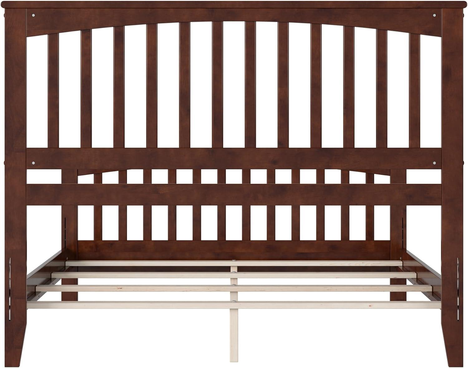 Brooklyn Queen Wood Foundation Bed with Matching Footboard in Walnut