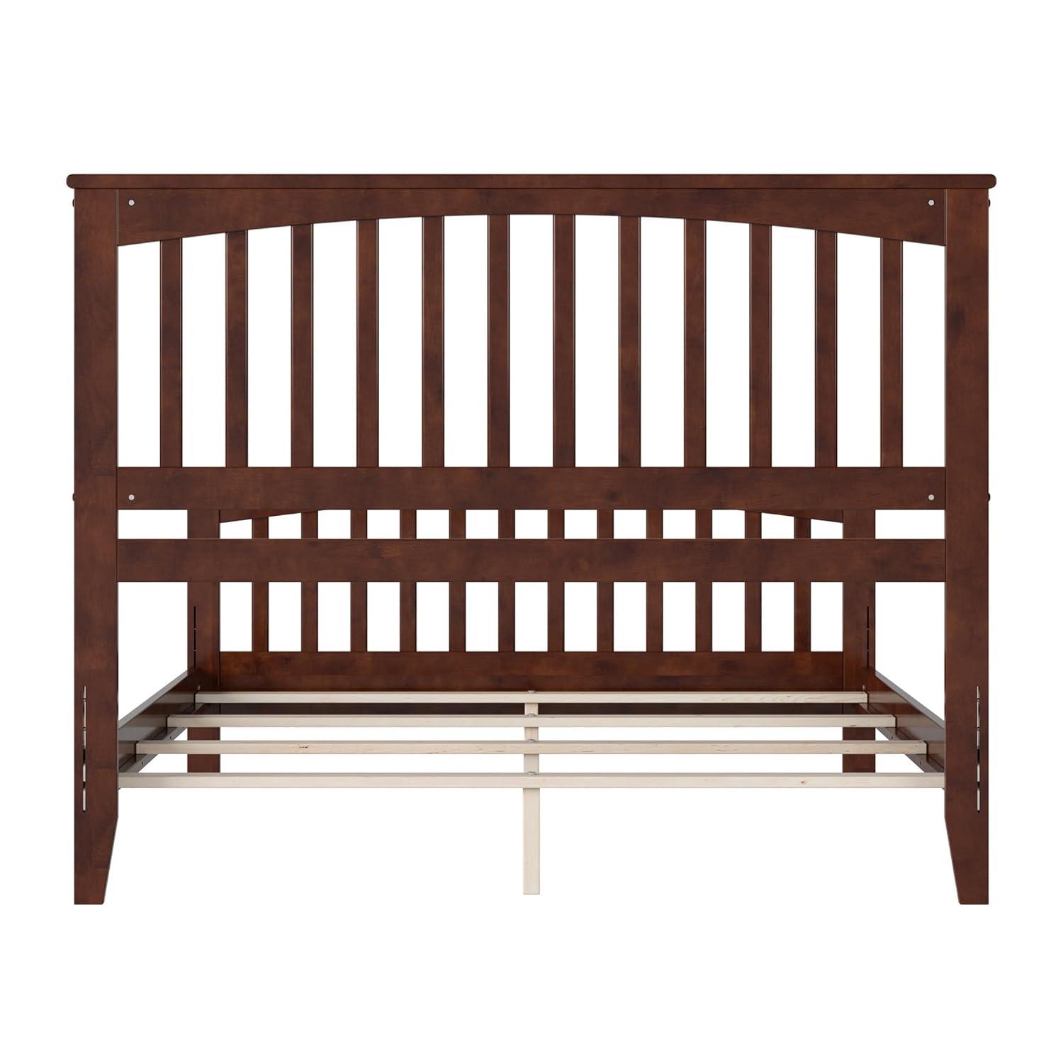 Brooklyn Queen Wood Foundation Bed with Matching Footboard in Walnut