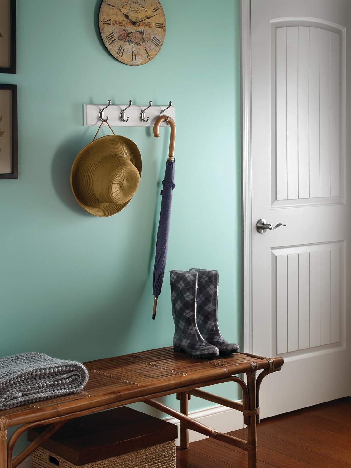 White and Nickel 18" Heavy Duty Coat and Hat Rack