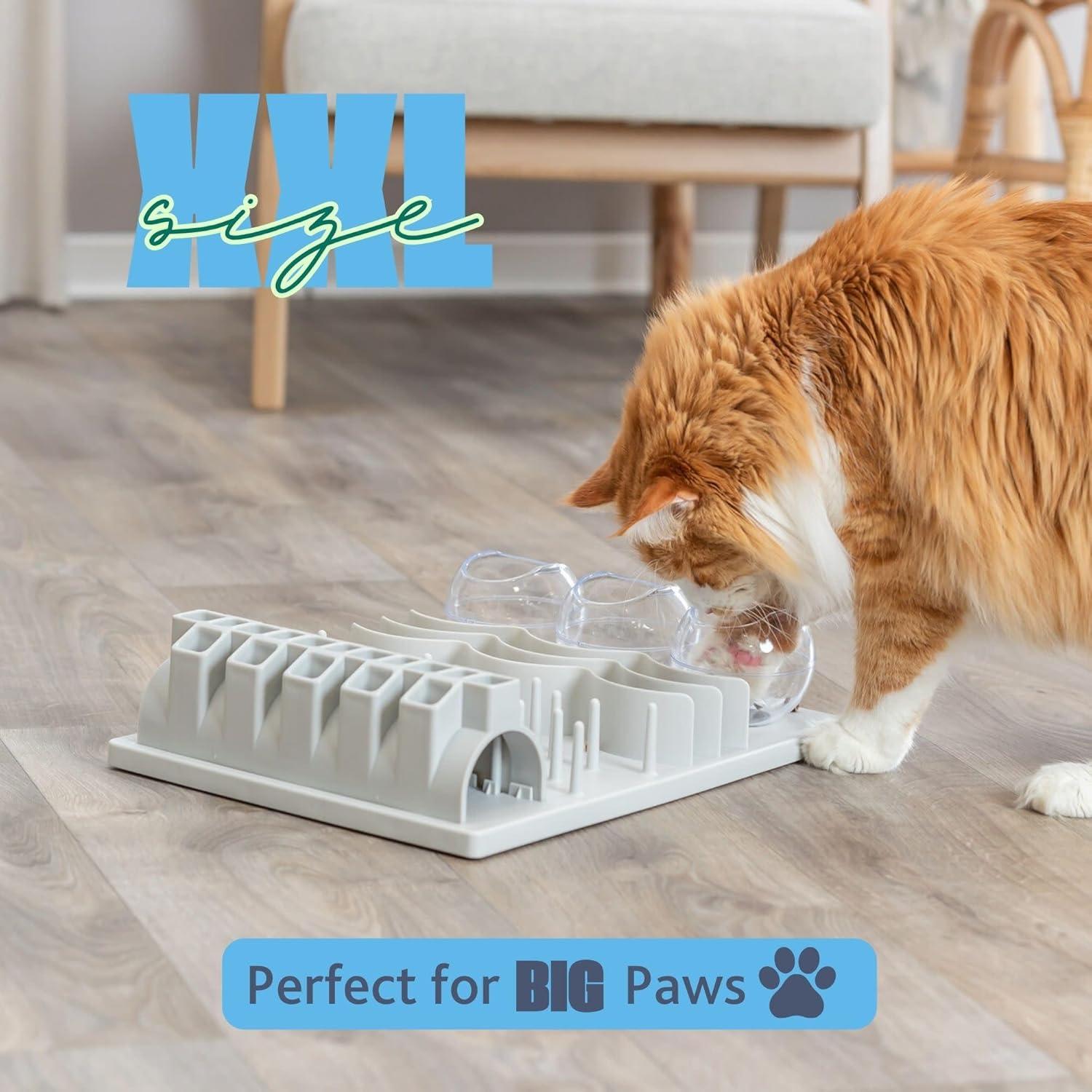 TRIXIE TRIXIE Fun Board Strategy Game for Cats, Puzzle Toy, Treat Dispenser, Interactive Play, White