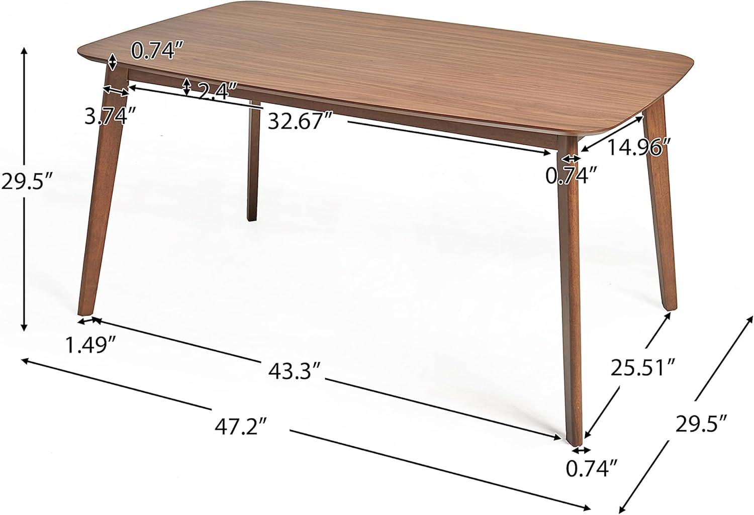 Walnut Mid-Century Modern Rectangular Wood Dining Table