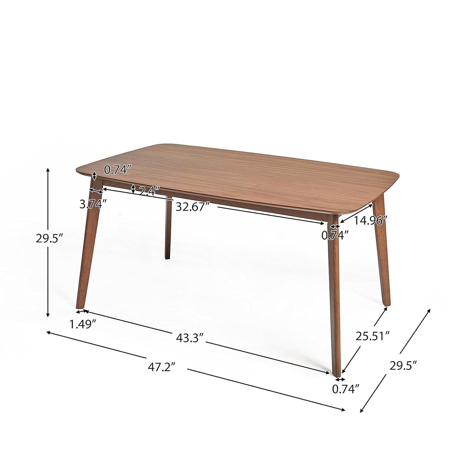 Gideon Dining Table - Natural Walnut - Christopher Knight Home: Scandinavian Style, Seats 4, Rubberwood Frame