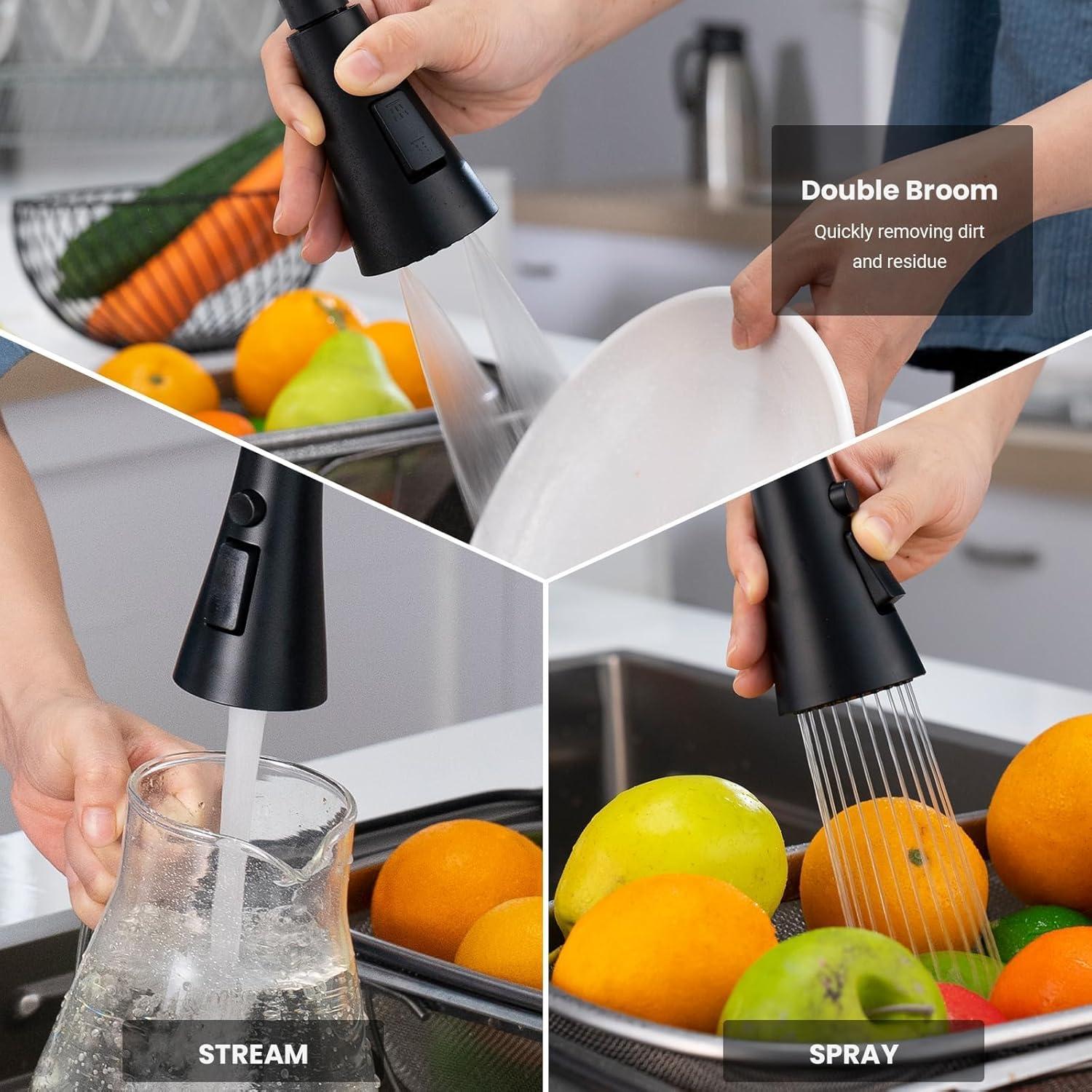 Automatic Smart Mobile Motion Sensor Kitchen Sink Faucet with 3 Modes Pull-Down Sprayer