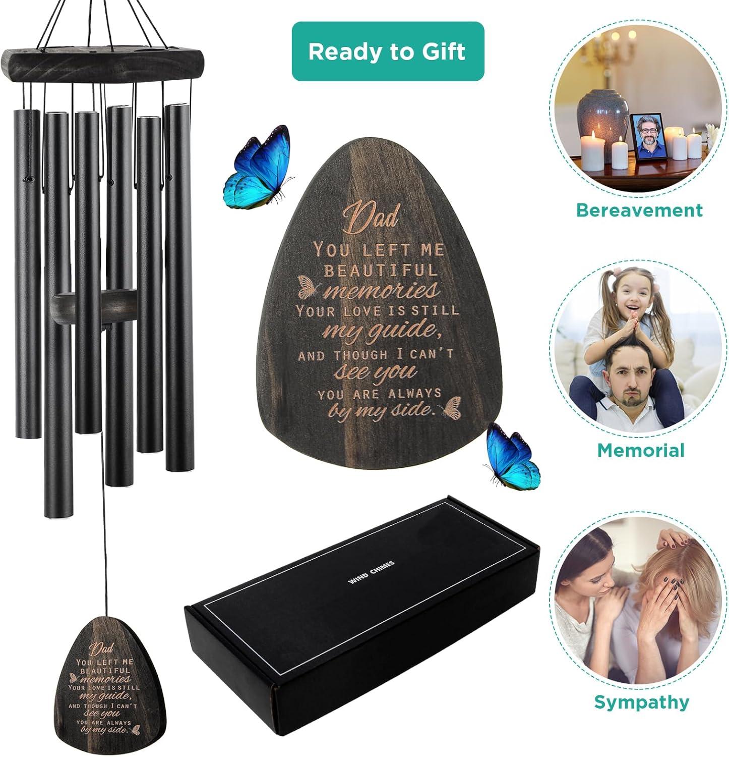 Sympathy Gifts for Loss of Loved One 32" Memorial Wind Chimes for Loss of Loved One Bereavement Condolence Gifts Sympathy Windchimes Memory Wind Chime with Memorial Card