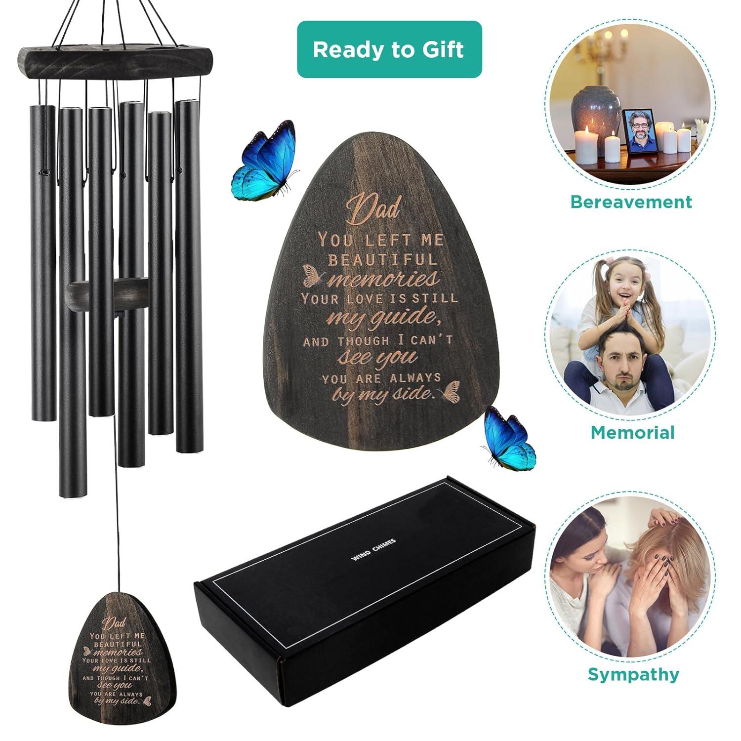 Sympathy Gifts for Loss of Loved One 32" Memorial Wind Chimes for Loss of Loved One Bereavement Condolence Gifts Sympathy Windchimes Memory Wind Chime with Memorial Card