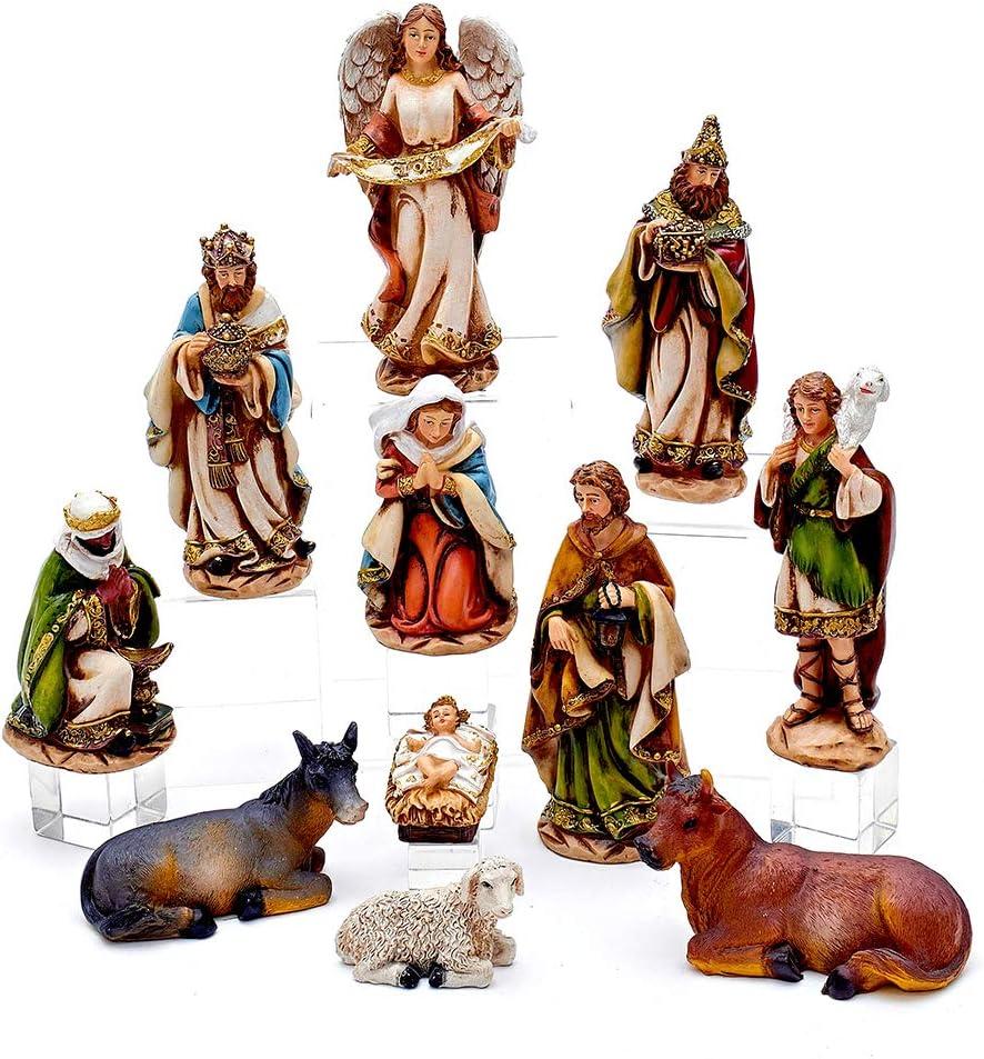 Resin Detailed Nativity Scene Set with 11 Colorful Figures