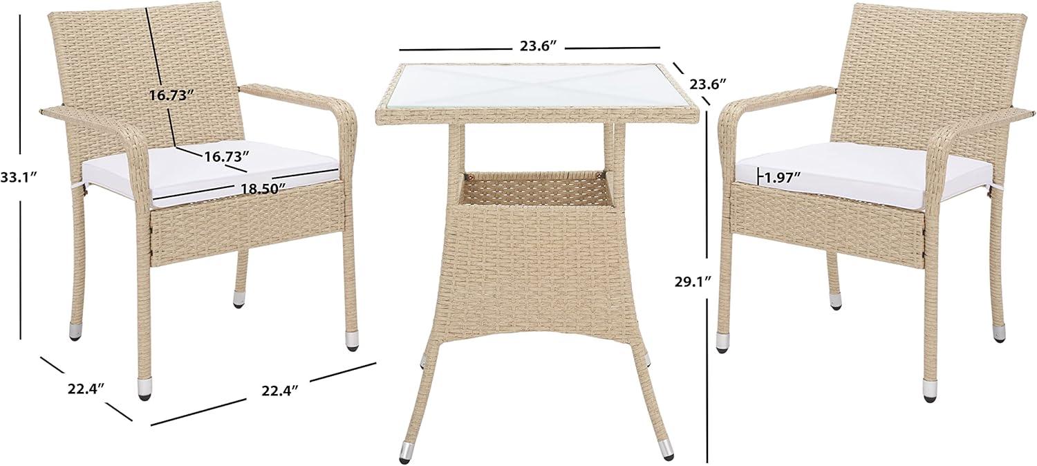 Laban Bistro Set - Outdoor - PAT7718 - Beige/White - Safavieh