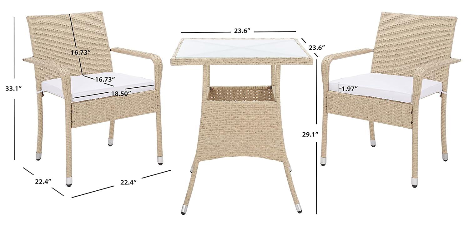 Laban Bistro Set - Outdoor - PAT7718 - Beige/White - Safavieh