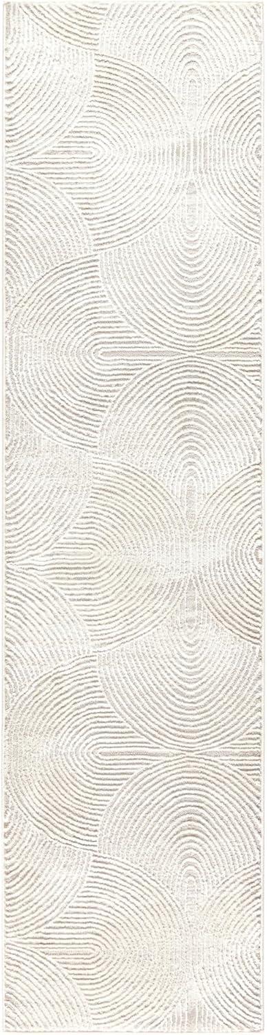 TOWN & COUNTRY Luxe Maya Soft Arches Neutral Indoor Area Rug with High-Low Texture, Ivory/Greige
