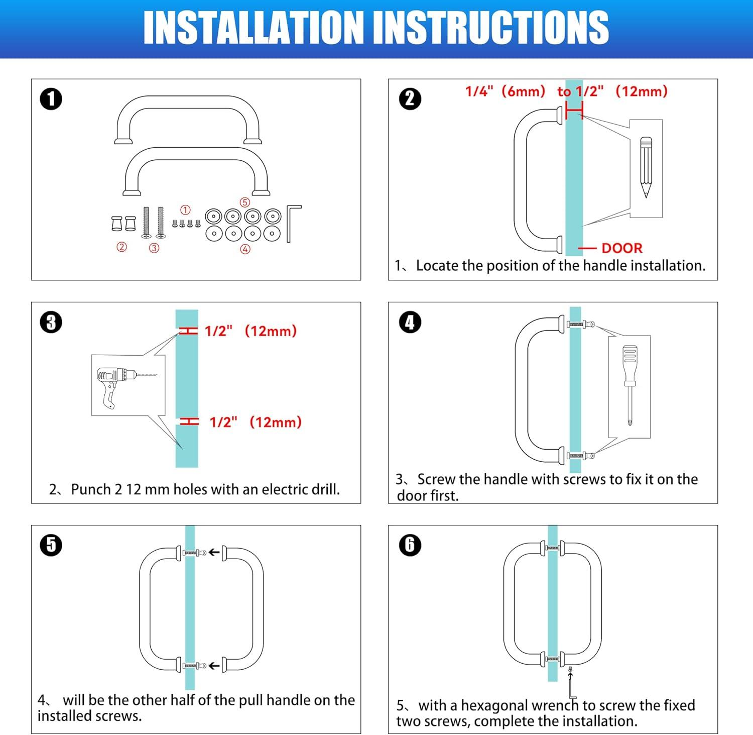 Sure-Loc Hardware Shower Door Handle, C Shape, 2-Sided