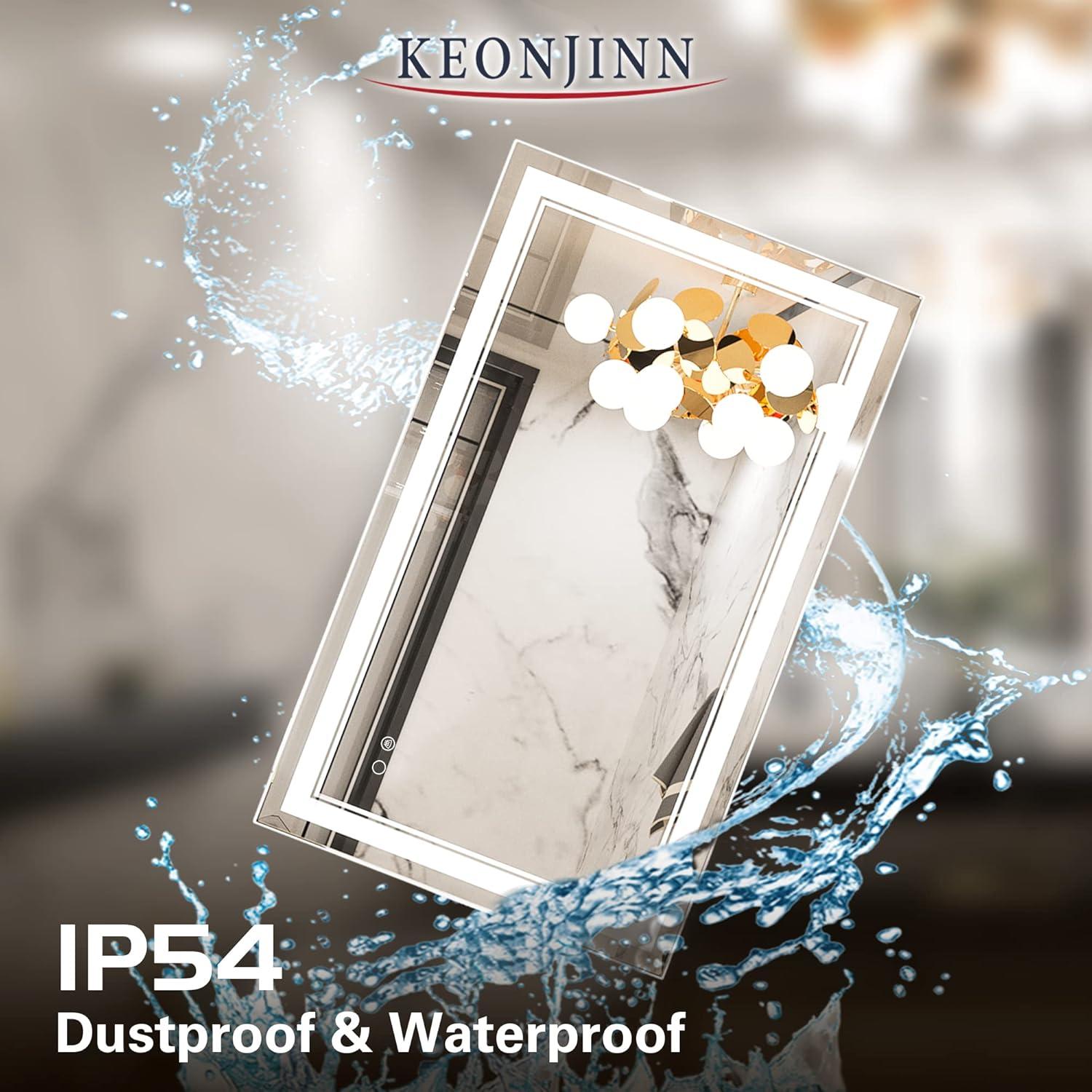 Keonjinn 84 x 32 Inch LED Bathroom Mirror with Lights 3 Color Temperature Frontlit Oversized Vanity Mirror Wall Mounted Anti-Fog, UL Listed LED Driver, Tempered Glass Dimmable Lighted Bathroom Mirror