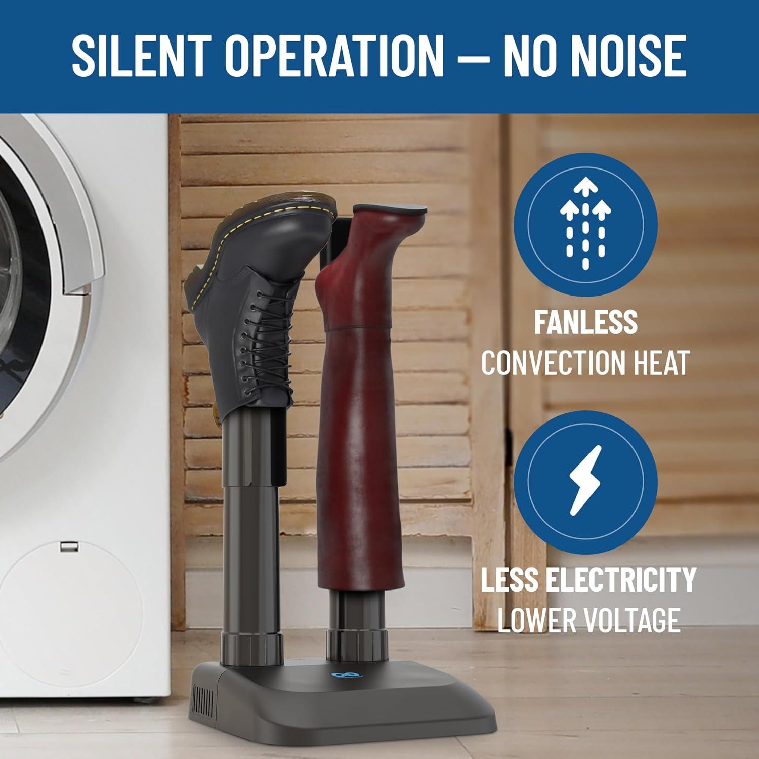 BEACHWATER POOL & SPA, LLC Convection Boot Dryer For Work Boots, Silent Boot Warmer, Energy-Efficient Shoe Dryer With Fanless Feature To Reduce Smells – Ideal For Sneakers, Cleats, And Winter Gear, Ski Boots, Gloves, & Shoes