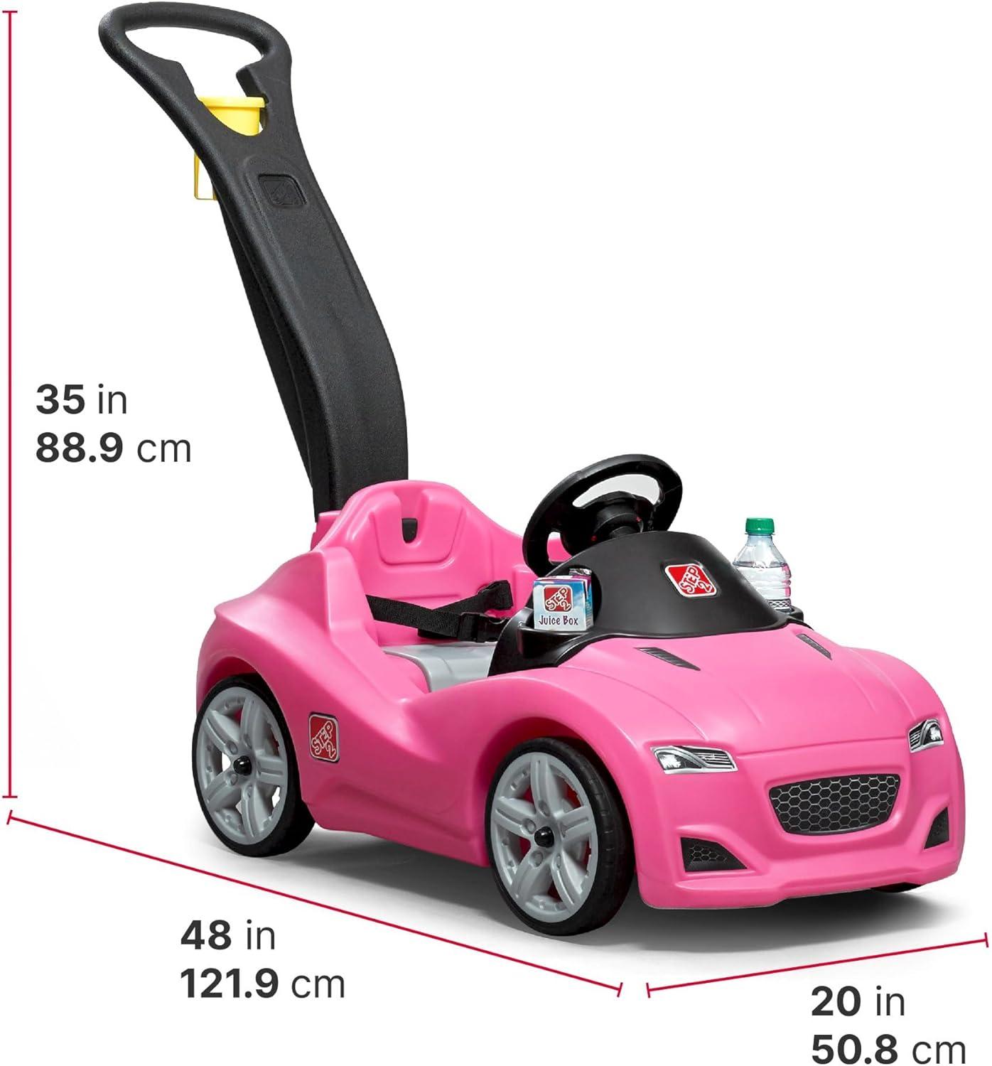 Pink Plastic Toddler Push Ride-On Car with Seat Belt