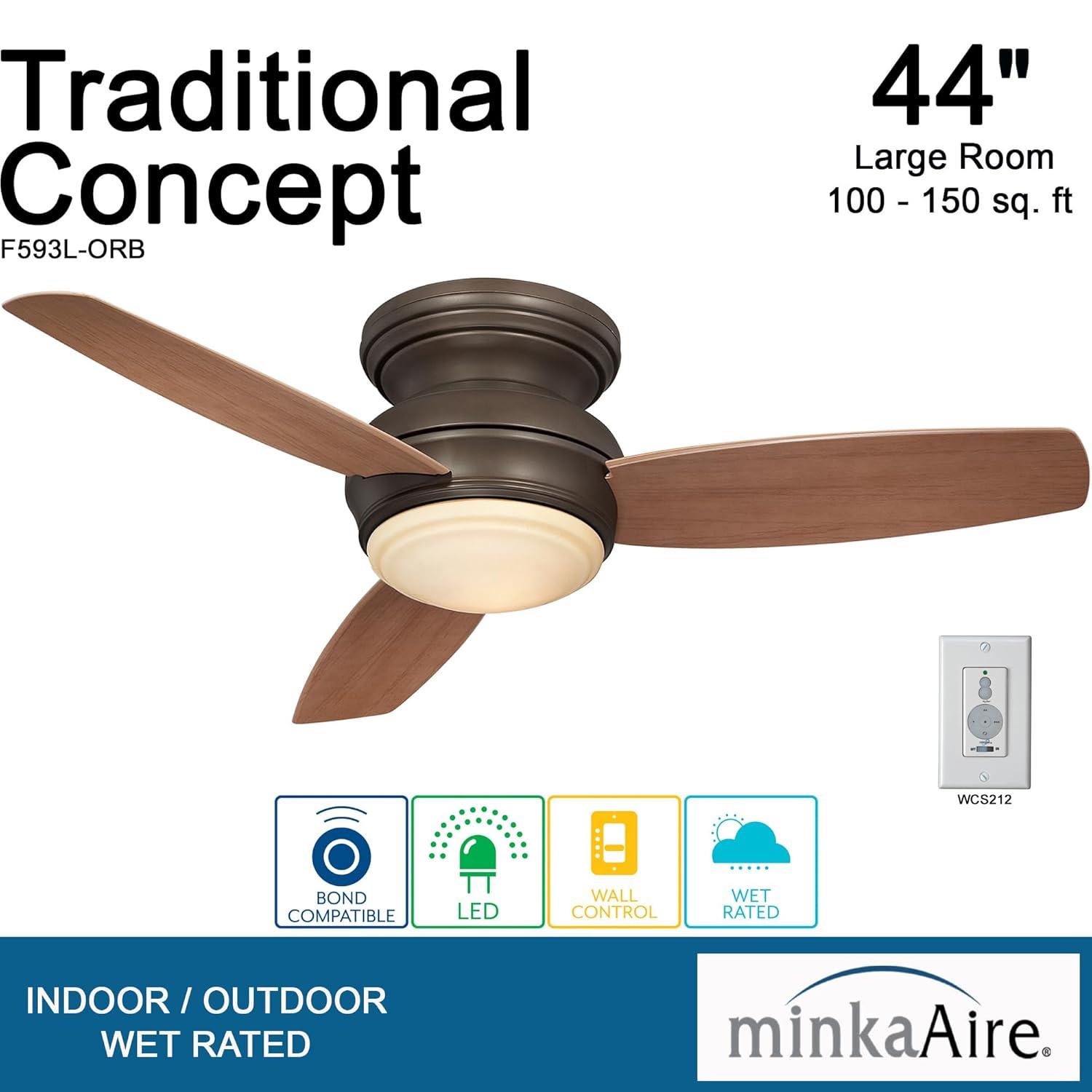 Minka Aire 44" Concept II 3 - Blade Outdoor LED Propeller Ceiling Fan with Wall Control and Light Kit Included