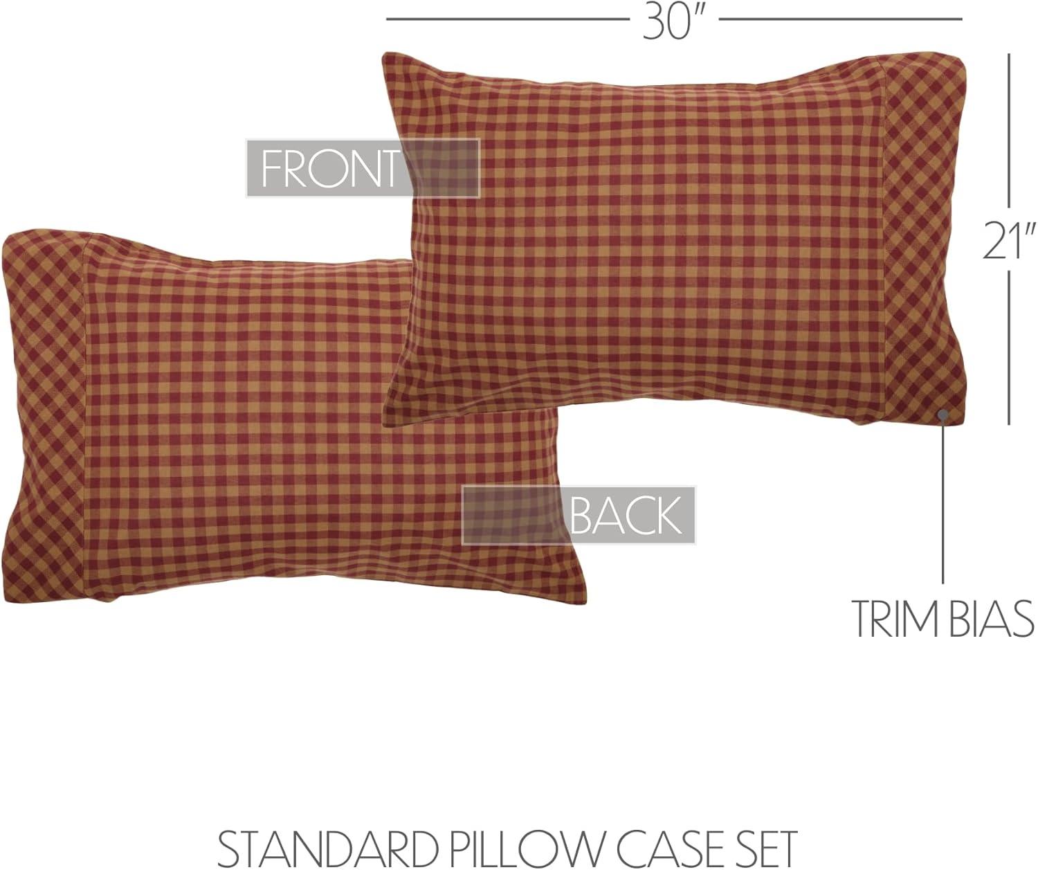 Burgundy Check 100% Cotton Checkered - Set of 2