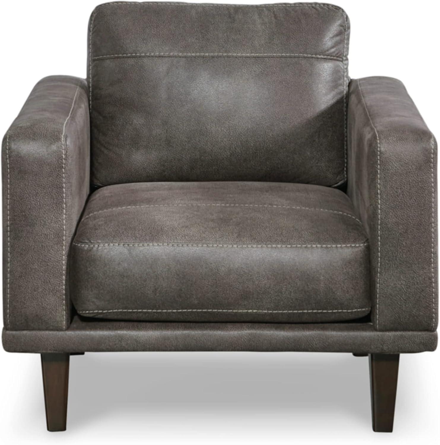 Contemporary Dark Gray Faux Leather 34" Accent Chair