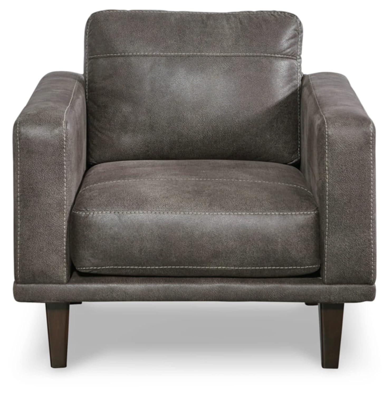 Contemporary Dark Gray Faux Leather 34" Accent Chair