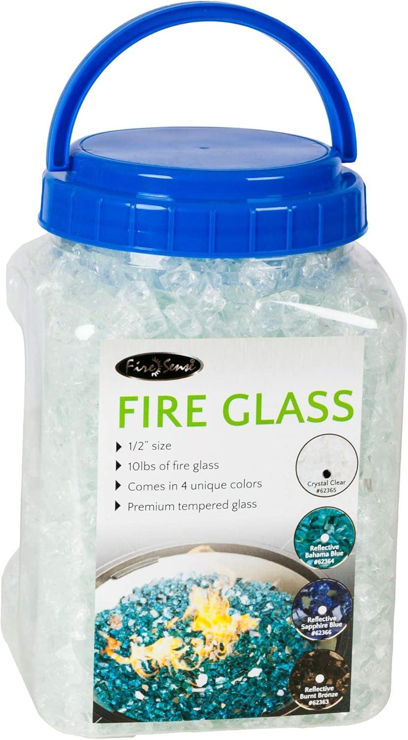 Fire Sense Premium Sparkling Reflective Tempered Fire Glass for Fire Pits Easy to Install-10 Lbs Crystal Clear