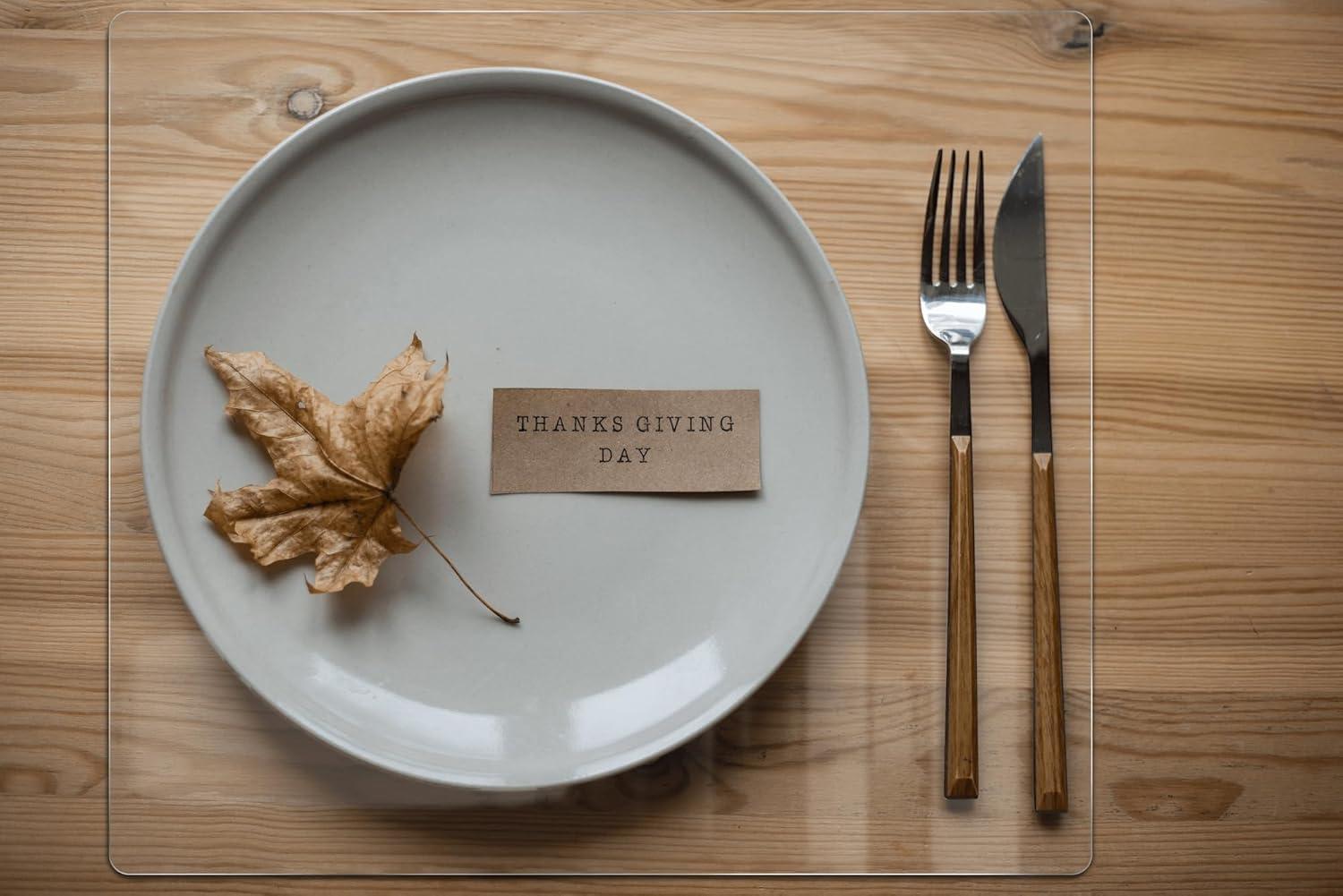 ExactMade - Clear Placemats Set of 6, USA Made, Safe, 12 x 18 Inch Rectangle, 2mm Thick Ultra Clear Smooth Vinyl, Table Mats Clear, Plastic Placemats for Kitchen Table, Dry Erase Place Mat