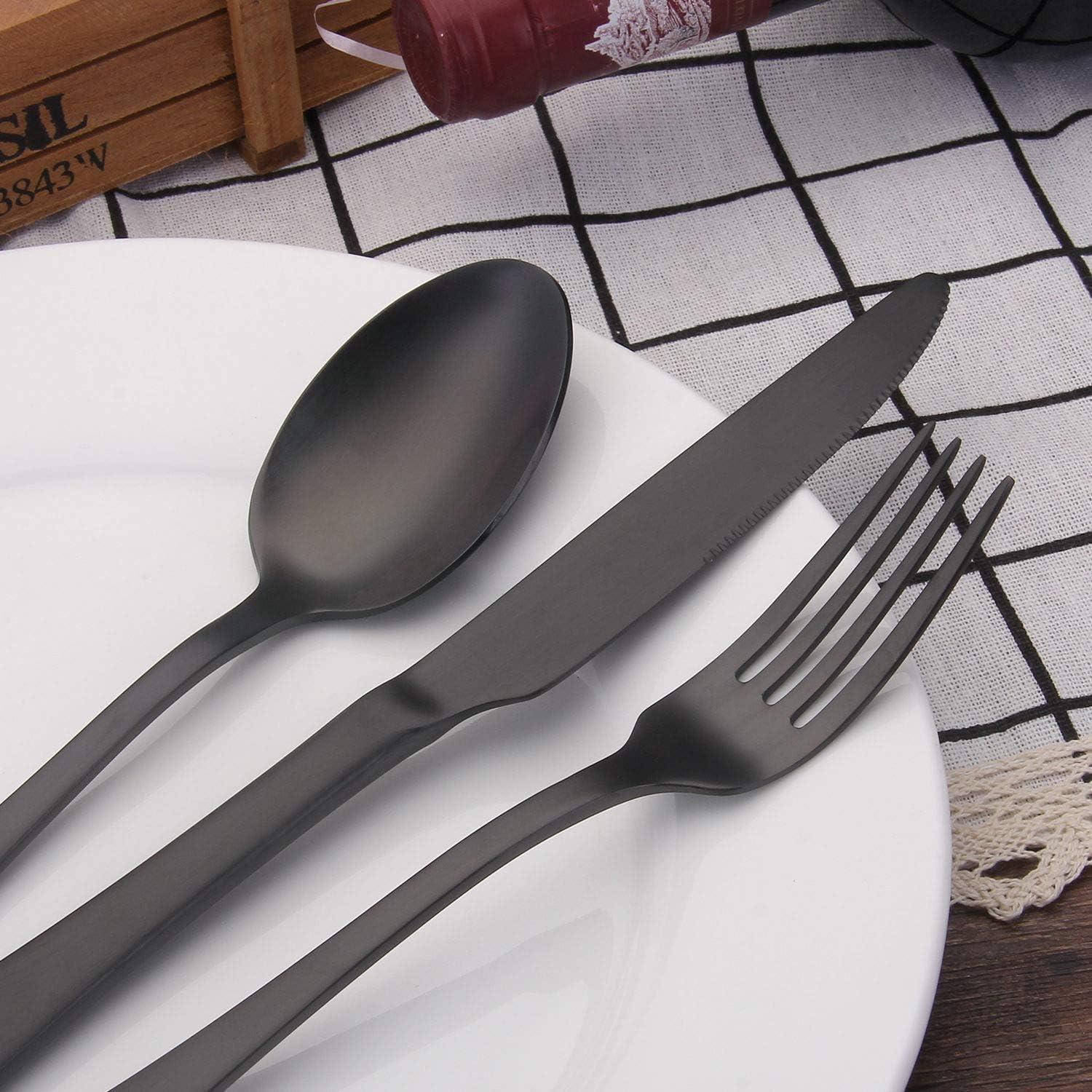 Matte Black 20-Piece Stainless Steel Flatware Set