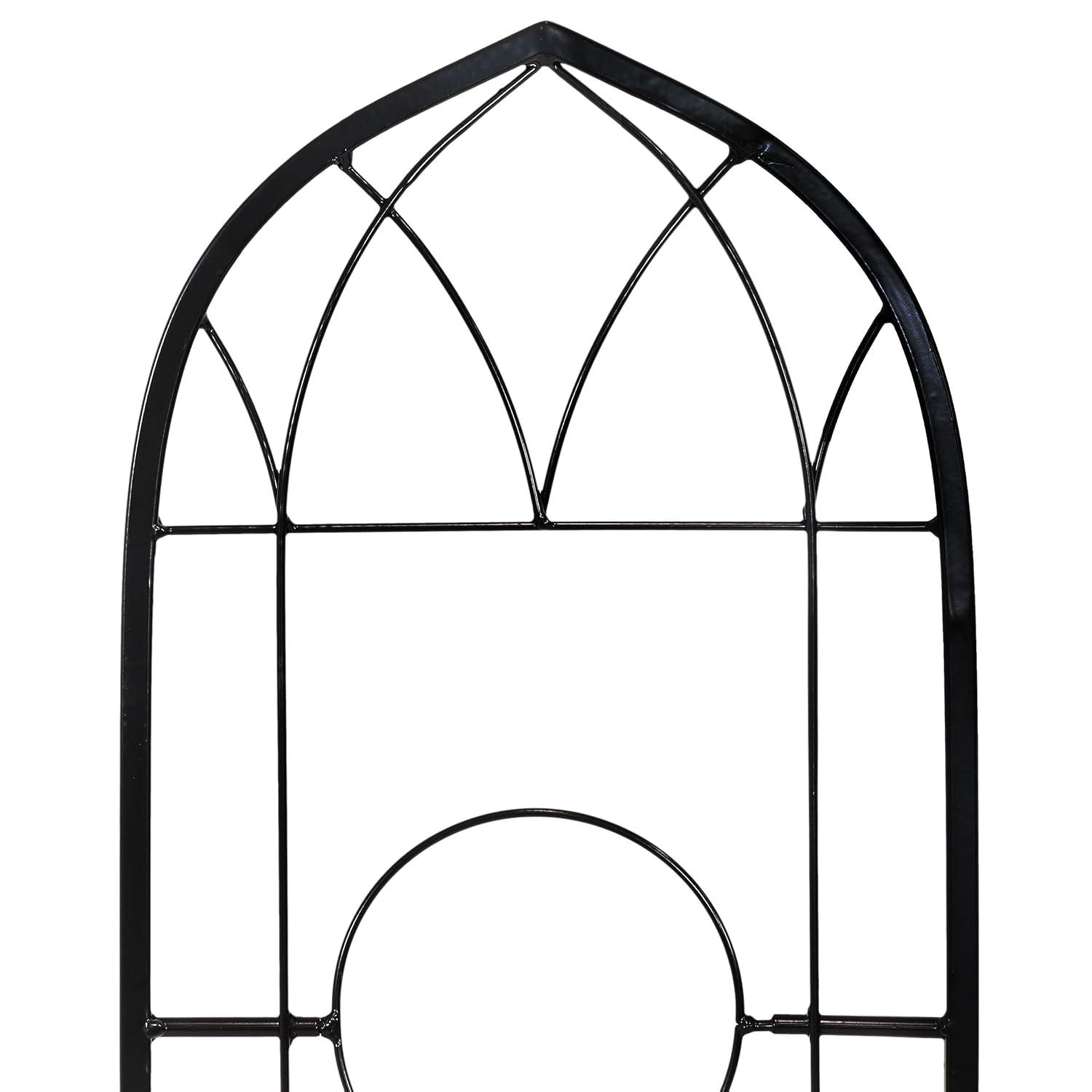 Winston Porter Avonlee Black Steel Arched Garden Trellis for Climbing Plants (Set of 2)