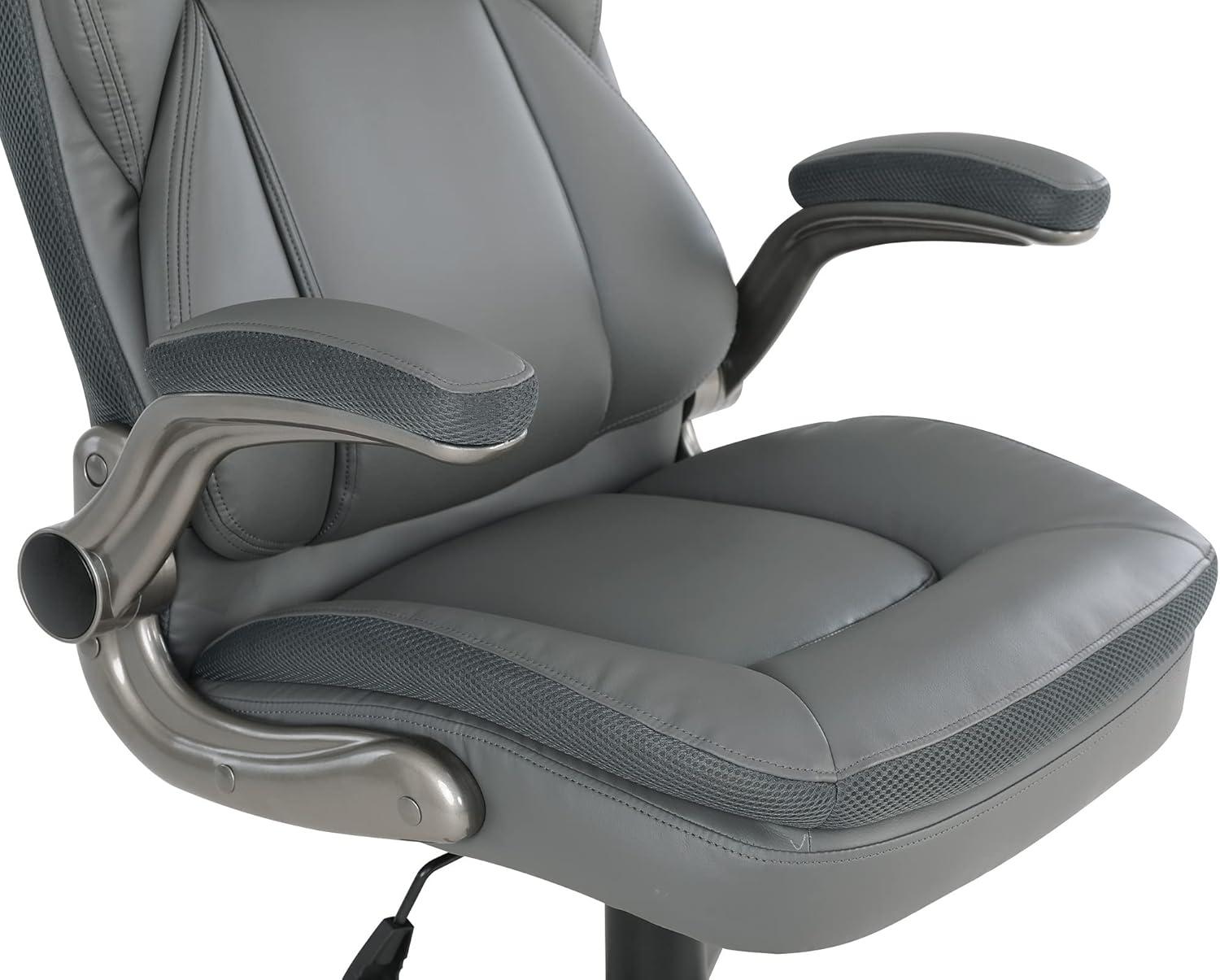 Executive Charcoal Bonded Leather Chair with Titanium Coated Nylon Base