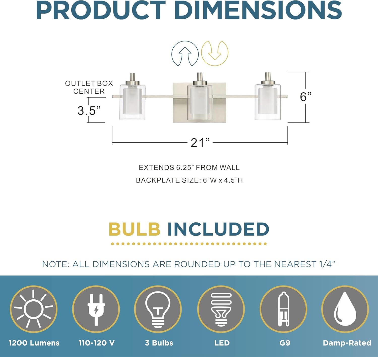 Quoizel KLT8603BNLED Kolt 3-Light Bath in Brushed Nickel