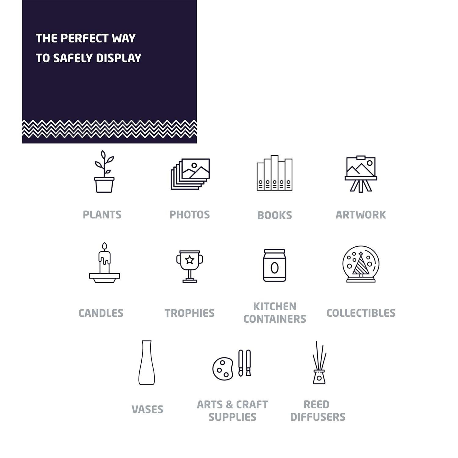 HIGH & MIGHTY Decorative 24" Floating Shelf Holds up to 20lbs, Easy Tool-Free Dry Wall Installation, Beveled, eCommerce Packaging, White