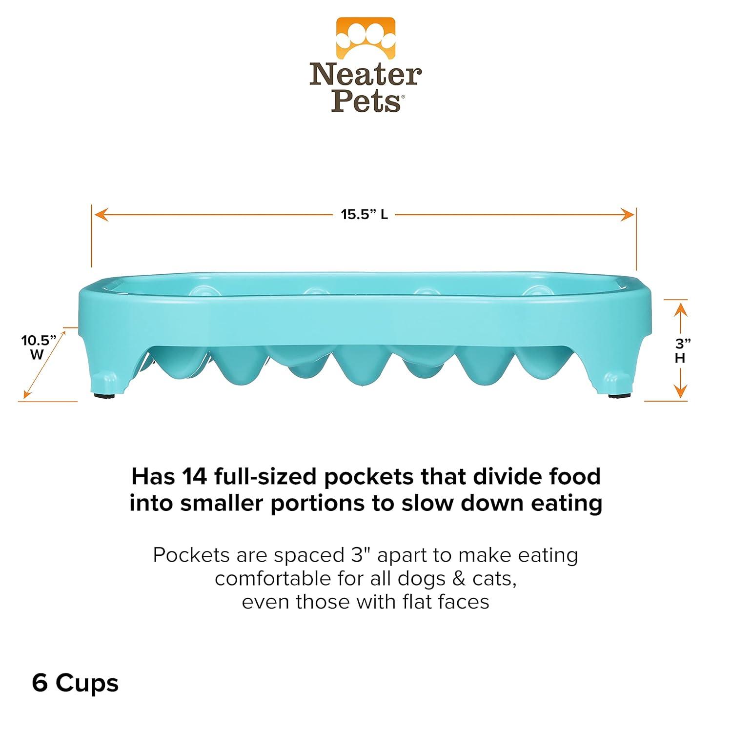 Neater Pet Brands Neater Slow Feeder to Improve Digestion, Stop Obesity, and Slow Down Eating, 6 Cups, Aquamarine
