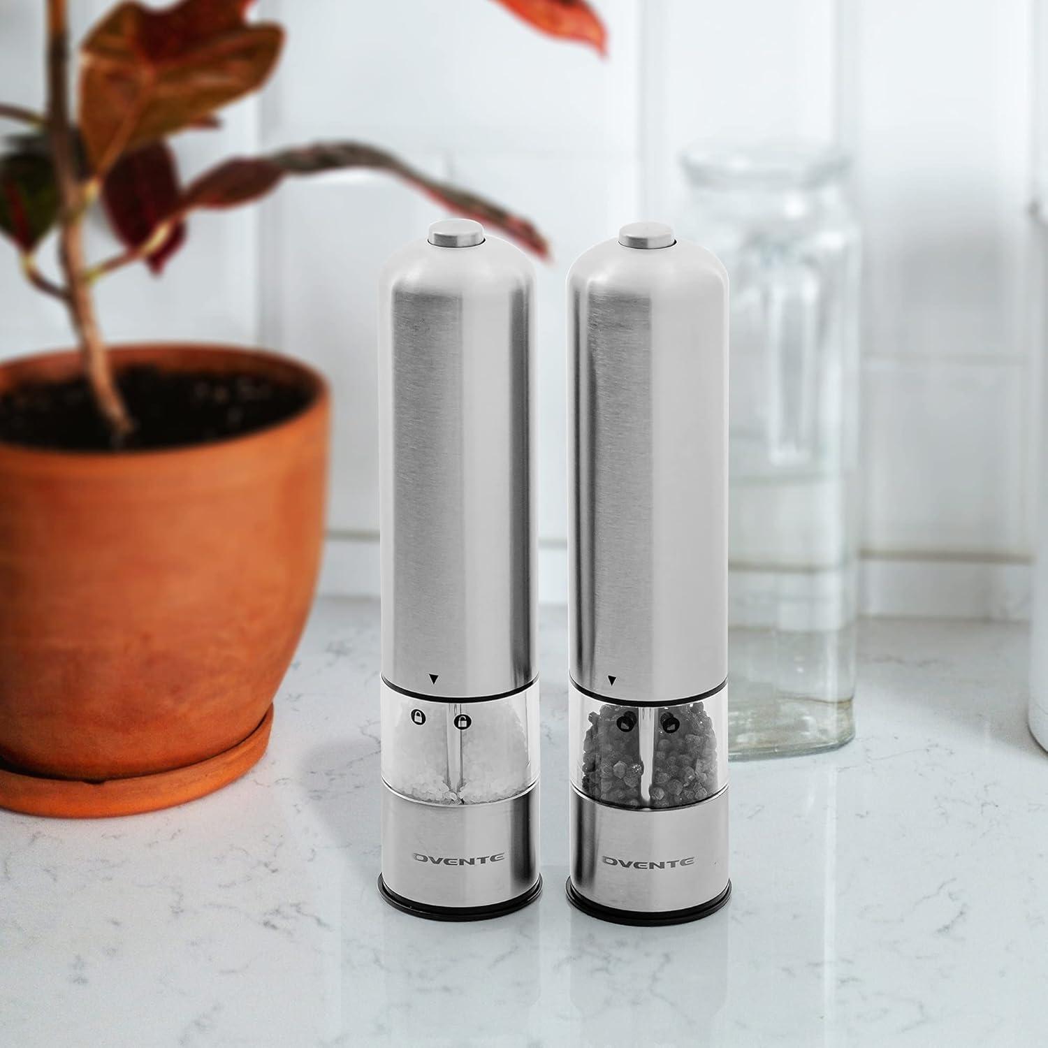 Electric Stainless Steel Salt and Pepper Grinder Set