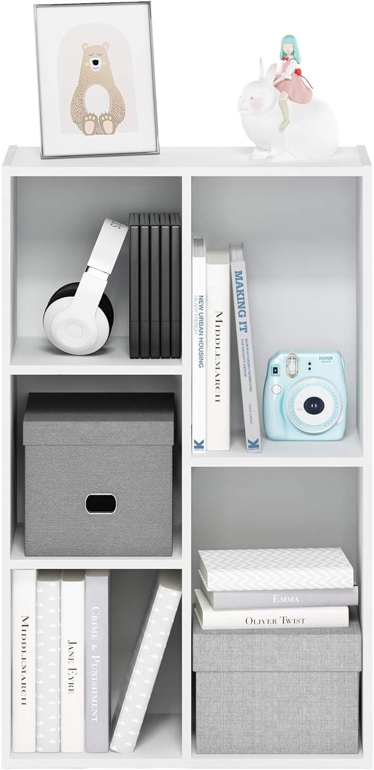 31" 5-Cube Geometric Decorative Bookshelf with Anti-Toppling Reversible Open Bookshelf Storage Organizer for Study&Office