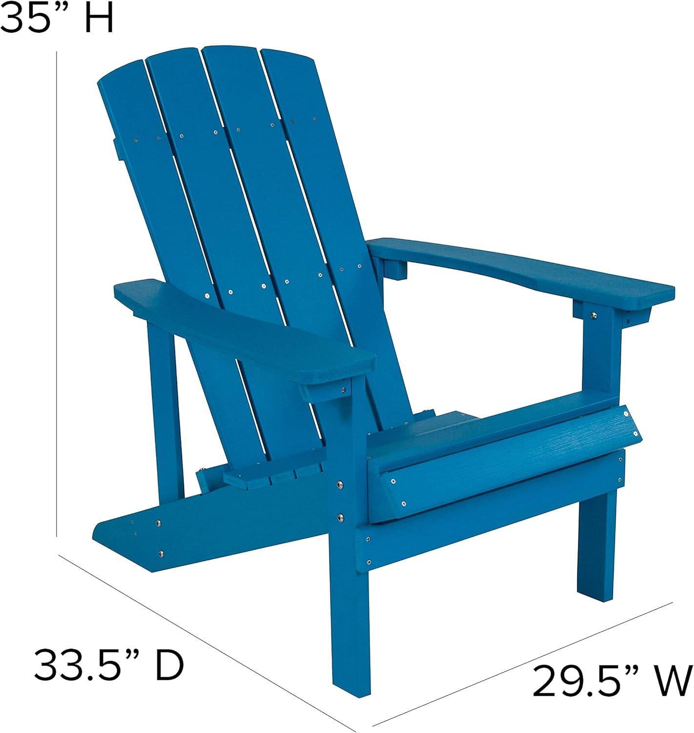 Coastal Blue Poly Resin Adirondack Chair Set with Cushions