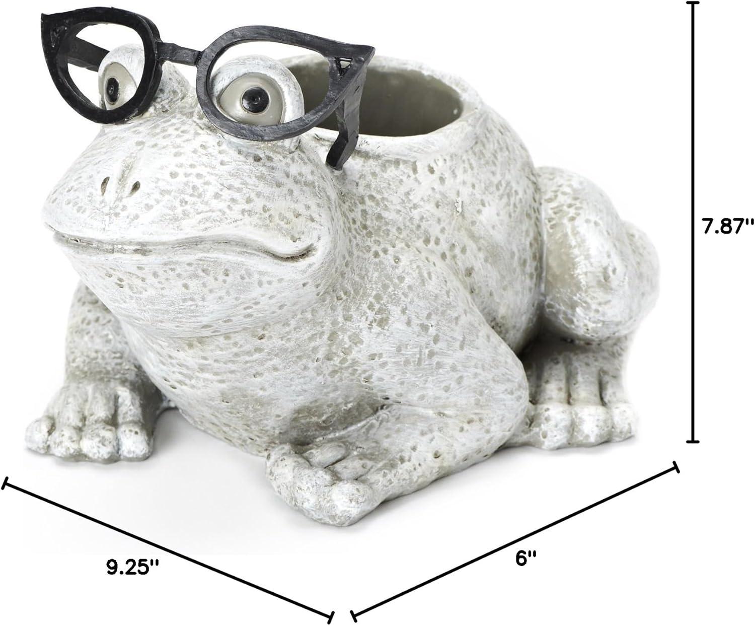 Roman 9.75" Frog Spring Outdoor Patio Garden Planter - Gray