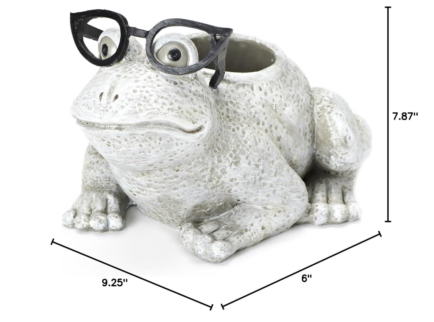 Roman 9.75" Frog Spring Outdoor Patio Garden Planter - Gray