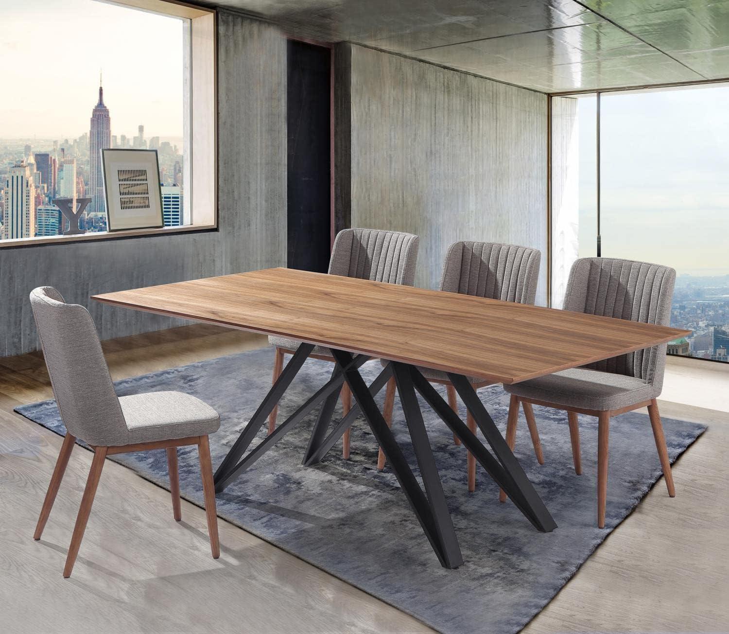 Modena Contemporary Dining Table Walnut - Armen Living: Steel Frame, 6-Person, Non-Extension