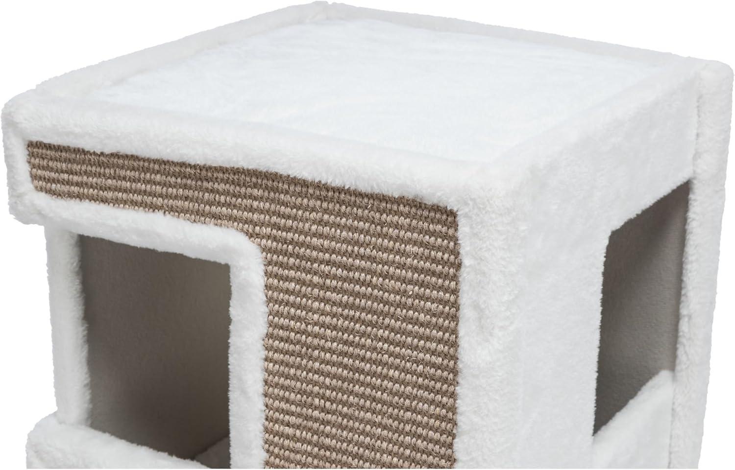 TRIXIE Gerardo Plush & Sisal 3-Story 39.4" Cat Condo Tower with Removable Cushions, Brown-White
