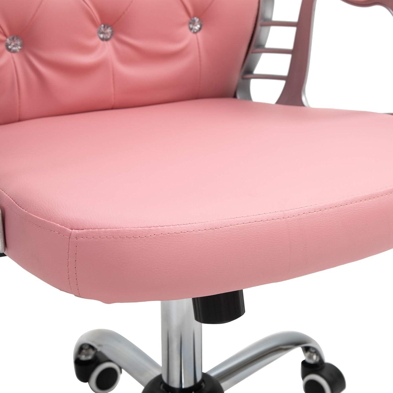 Vinsetto Indoor Height Adjustment and Armrest Office Desk Chair, Pink
