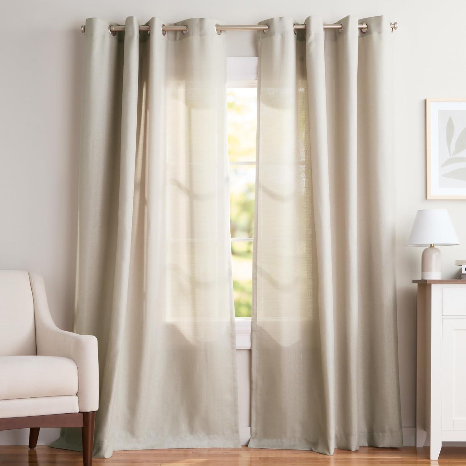 Loha GT Aaliyah Solid Color Semi-Sheer Grommet Curtain Panels