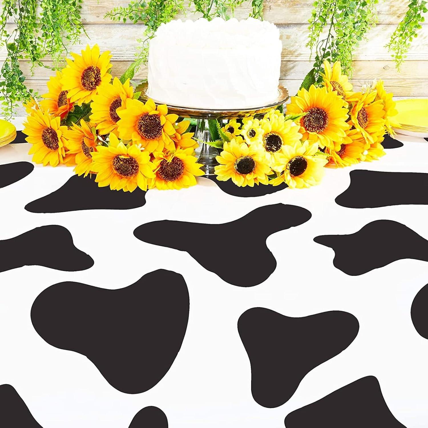 Blue Panda 3-Pack Farm Cow Print Disposable Plastic Tablecloth Table Cloth 54"x108" Party Supplies