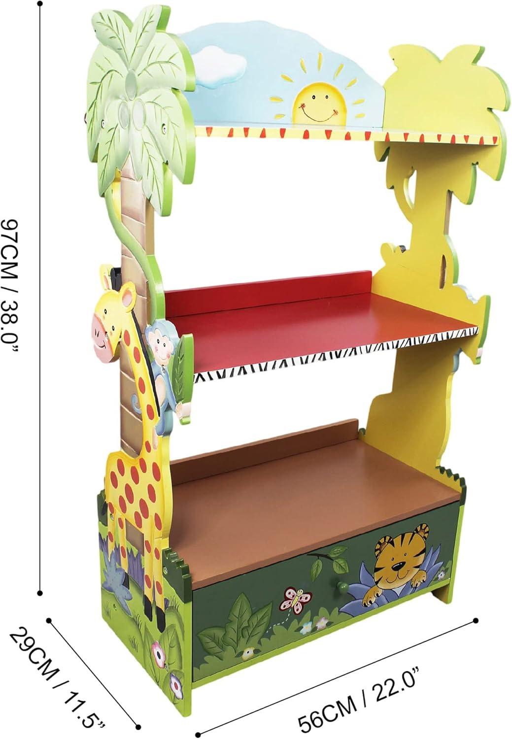 Fantasy Fields by Teamson Kids Sunny Safari  3-Tier Toy Storage Bookshelf & Drawer