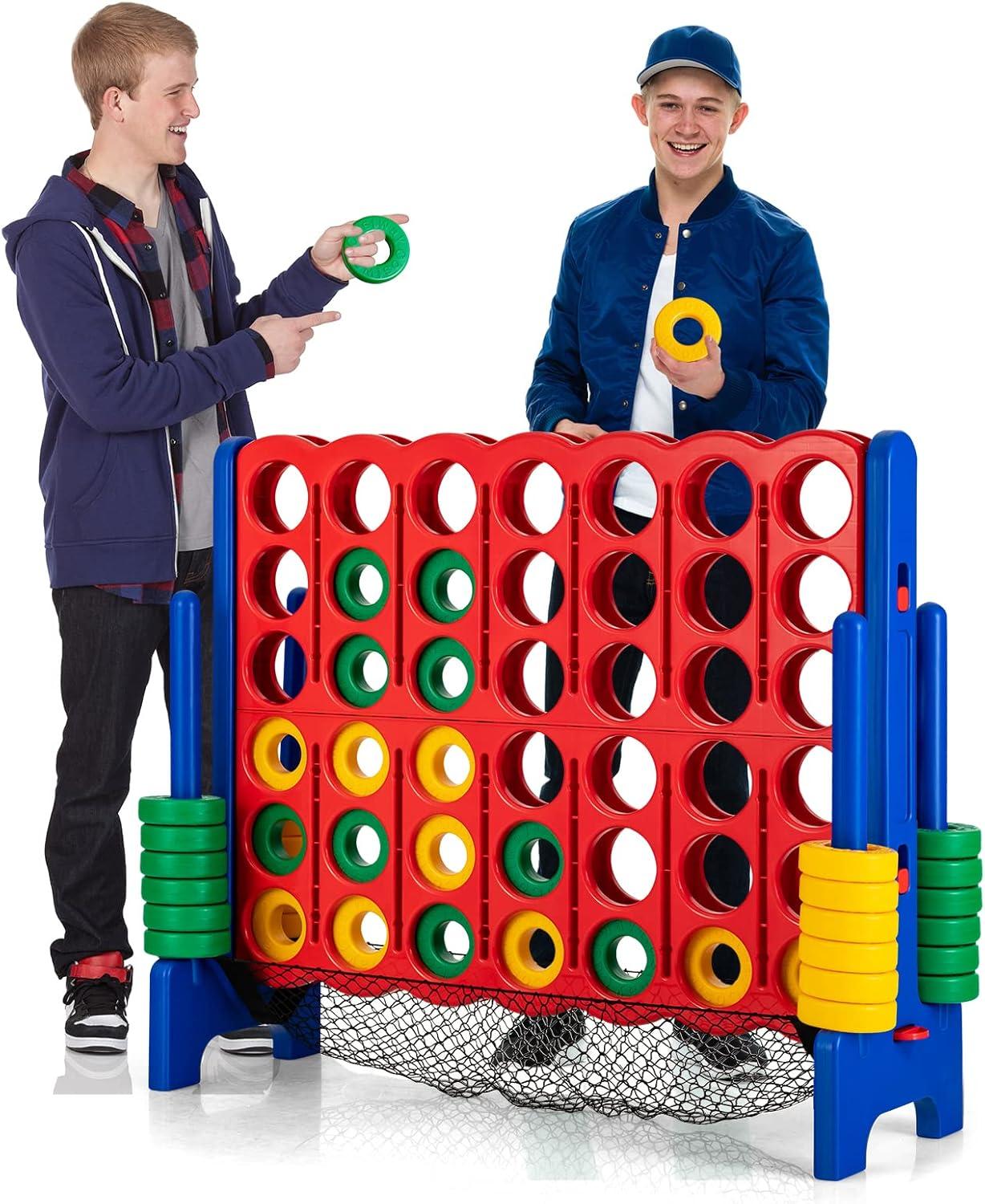 Costway 4-to-Score Giant Game Set 4-in-a-Row Connect Game W/Net Storage for Kids & Adult