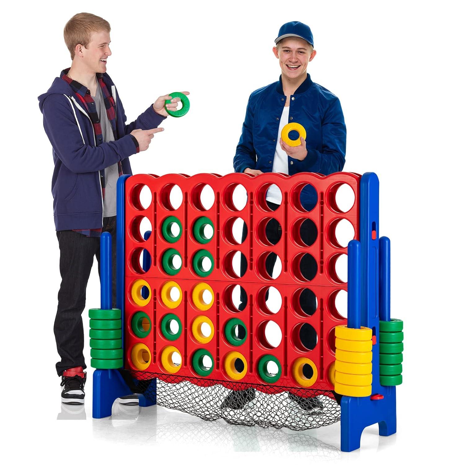 Costway 4-to-Score Giant Game Set 4-in-a-Row Connect Game W/Net Storage for Kids & Adult