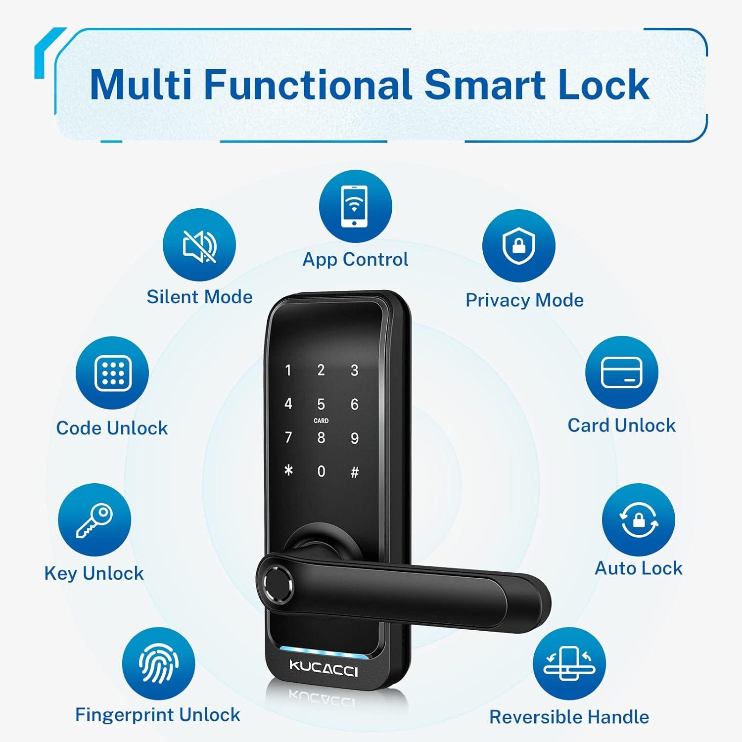 Black Electronic Deadbolt Door Lock with Keypad and Bluetooth